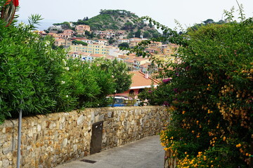 Aerial view of Giglio Porto, Tuscan Archipelago, Italy