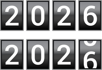 2026 Happy new year countdown. Happy new year 2026 vector illustration with counter. Electric meter with numbers. Display of odometer. Dial with watt.