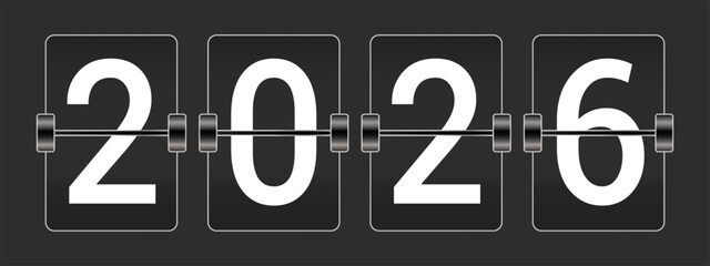 2026 Happy new year countdown. Happy new year 2026 vector illustration with counter. Electric meter with numbers. Display of odometer. Dial with watt.