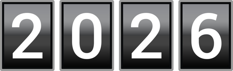 2026 Happy new year countdown. Happy new year 2026 vector illustration with counter. Electric meter with numbers. Display of odometer. Dial with watt.