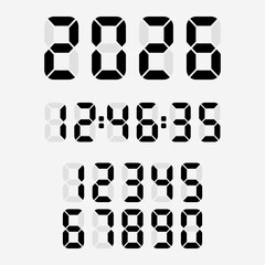 2026 Happy new year countdown. Happy new year 2026 vector illustration with counter. Electric meter with numbers. Display of odometer. Dial with watt.