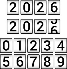 2026 Happy new year countdown. Happy new year 2026 vector illustration with counter. Electric meter with numbers. Display of odometer. Dial with watt.
