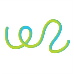 Fototapeta premium Brightly colored flexible wire or tube with a gradient of blue and green hues