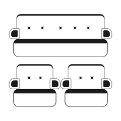 Classic Sofa and Armchair Seating Set Vector