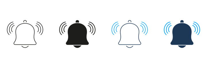 Notification Bell Line And Solid Icon Set. Alert And Reminder Symbol Collection. Sound And Alarm Indication For Apps And Devices. Isolated Vector Illustration
