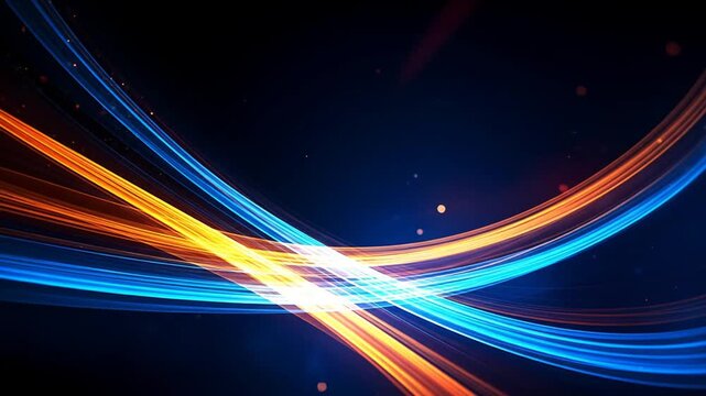 Vibrant abstract light trails intersecting in space.