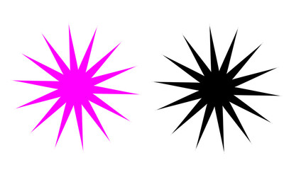 Obraz premium Pink and black starburst shapes for abstract decoration, modern design element, graphic art, and creative highlight symbol on transparent background