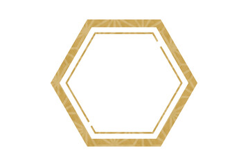 正月用の金色六角形フレーム（麻の葉紋様入り）