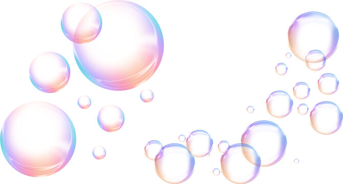 Soap bubbles Realistic illustration of set of flying soap bubbles on transparent background Realistic soap bubbles with rainbow reflection set of isolated Set of multicoloured soap bubbles