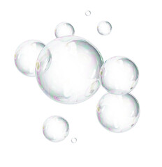 Soap bubbles Realistic illustration of set of flying soap bubbles on transparent background Realistic soap bubbles with rainbow reflection set of isolated Set of multicoloured soap bubbles