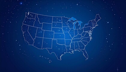 Naklejka premium Map of the usa ideal for patriotic designs, educational materials, and travelrelated content. Perfect for posters, banners, and websites.