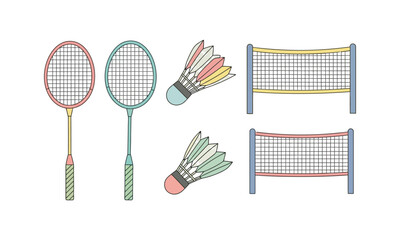 Flat Design Badminton Gear Collection