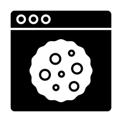 Editable; Premium Quality Adobe Illustrator Artwork; Silhouette Design - Cookie Website Window Shows Delicious Treat with Circle Patterns Inside Main Shape