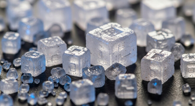 Extreme Close Up Of Sugar Crystals And Their Geometric Structures