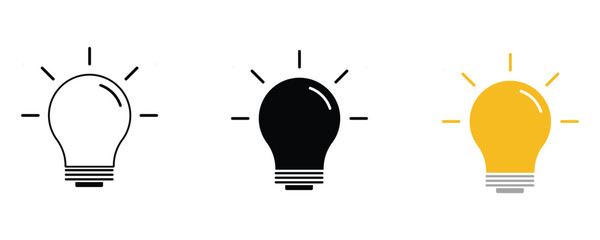 Light bulb icon vector. Idea symbol. Electric lamp, light, innovation, solution, creative thinking, electricity.