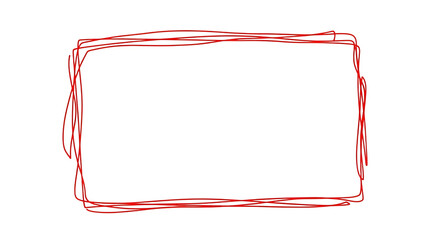 Scribbled Red Rectangle Frame With Transparent Background for Design Projects and Artworks