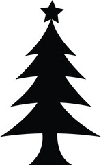Fototapeta premium Christmas tree icon, holiday pine with star, festive decoration symbol for winter celebration and New Year party with transparent background