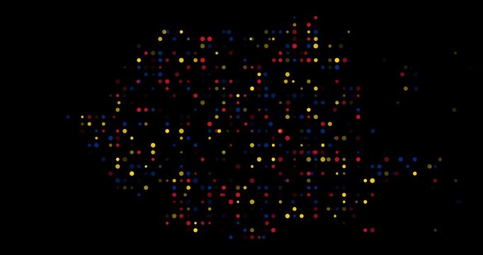 Abstract Dots Forming the Map of Romania in Motion