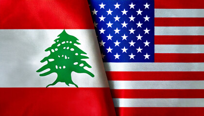アメリカの国旗とレバノンの国旗(USA Flag & Lebanon flag.)
