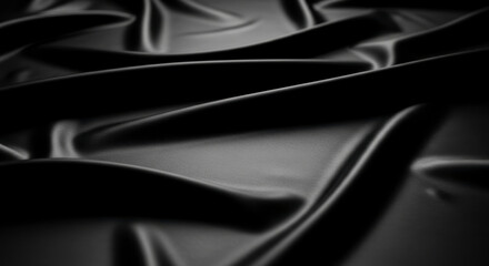 Fototapeta premium Abstract Black Fabric Waves Soft Texture Background Seamlessly Flowing