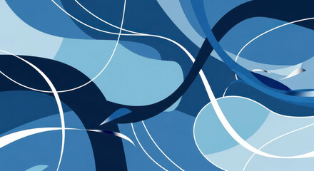 Abstract Blue Swirls and Waves Motion Background