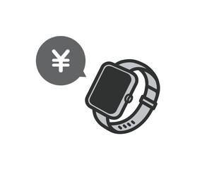 スマートウォッチ　決済　円マークのアイコンイラスト