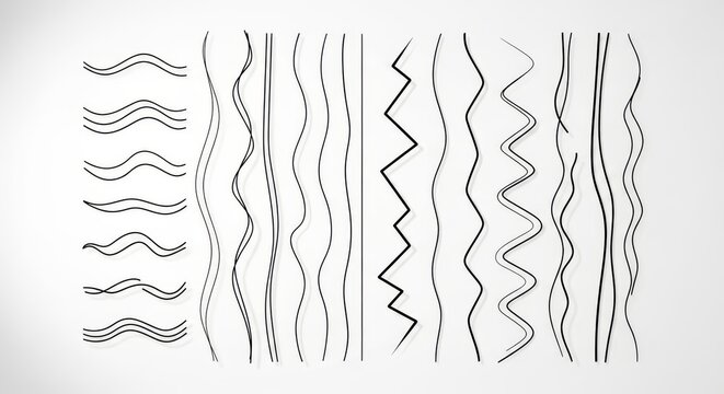 Wavy and Zigzag Line Patterns in Black and White , Abstract Geometric Vector Design for Backgrounds, Decoration, and Modern Graphic Elements - Powered by Adobe