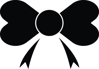 Christmas bow icon, festive ribbon decoration for holiday gifts, celebration ornament design for Xmas theme, vector art with transparent background