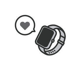 スマートウォッチ　ヘルスケア　ハートマークのアイコンイラスト