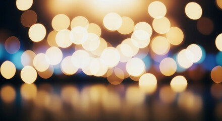 Fototapeta premium Warm golden bokeh lights creating a magical ambiance for celebrations and events
