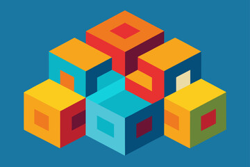 Fototapeta premium abstract 3d cube shapes collage illustration