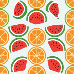 Fototapeta premium Fresh Orange and Watermelon Pattern