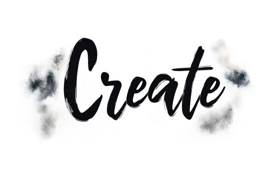 Naklejki Create your vision: inspirational handwritten calligraphy in black ink on white background
