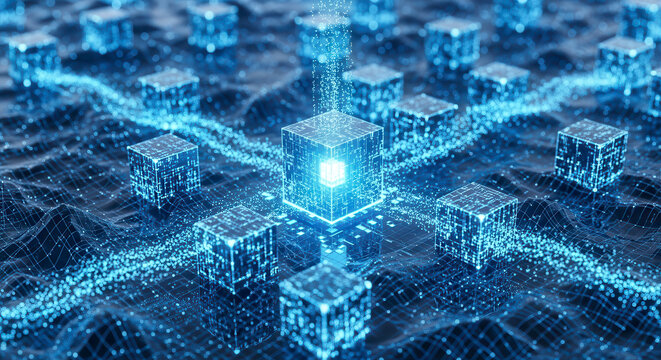 Digital Network Technology Data Flow and Connectivity Abstract
