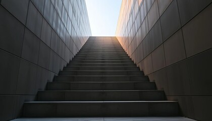 Ascending concrete stairs, geometric perspective, backdrop, abstract