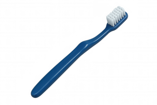 Blue toothbrush for daily dental hygiene, oral care, and teeth cleaning on transparent background