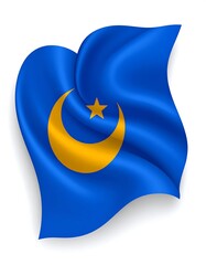 Blue flag with crescent and star design, fluttering realistically