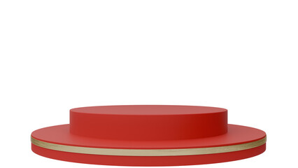 3D The image features a red circular podium with a gold accent