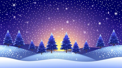 Snowy christmas landscape with majestic fir trees in a winter wonderland setting