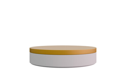 3D The image shows a simple round podium with a white base and a brown top