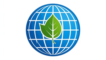 Blue globe icon with a green leaf overlay