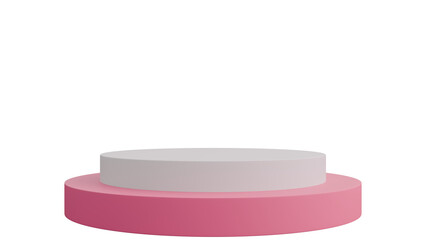 3D A two-tiered circular podium with a pink base and a smaller white top