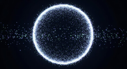 Abstract Sphere of Glowing Particles Forming a Celestial Nebula Cloud