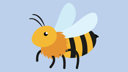 Bee on a blue background. Vector illustration of a cartoon bee.