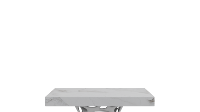 3D A white marble podium with an ornate base design