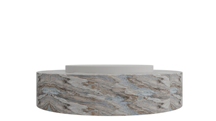 3D A round marbled stone podium with a flat top