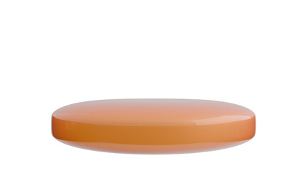 3D A round flat and glossy orange podium against a white background