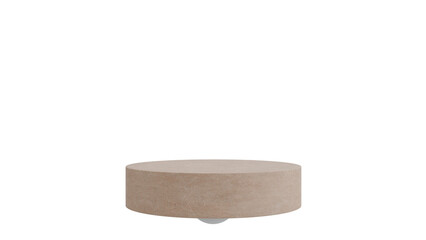 3D A simple round beige podium with a white base