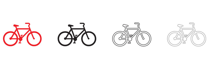 Obraz premium bicycle vector icon set, cycling bicycle symbol vector, silhouette and line art