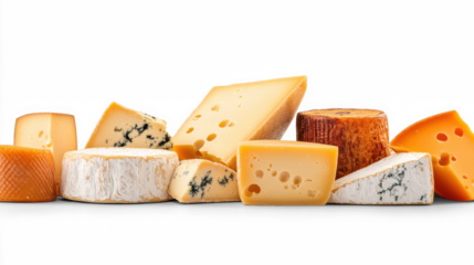Assorted Cheese Variety on Transparent Background